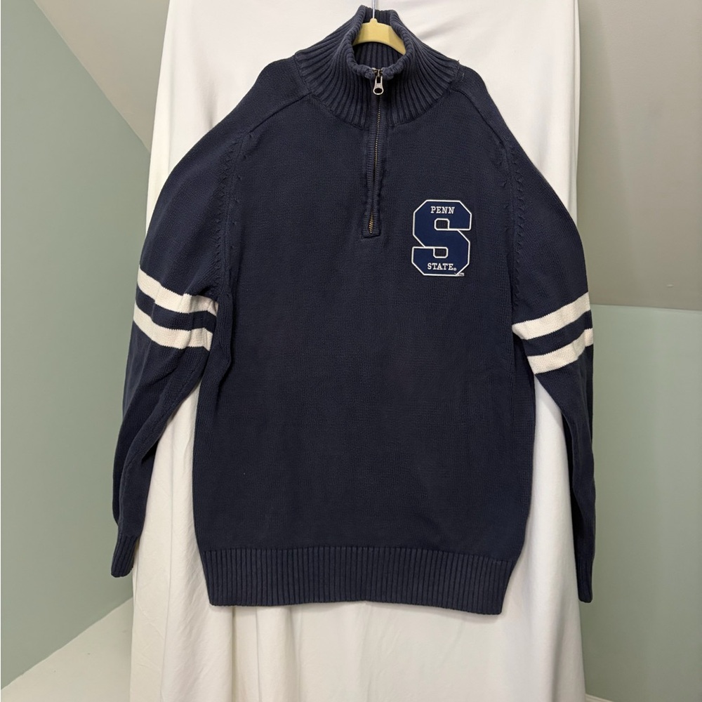 Penn State Navy & white Quarter-Zip Sweater size Large